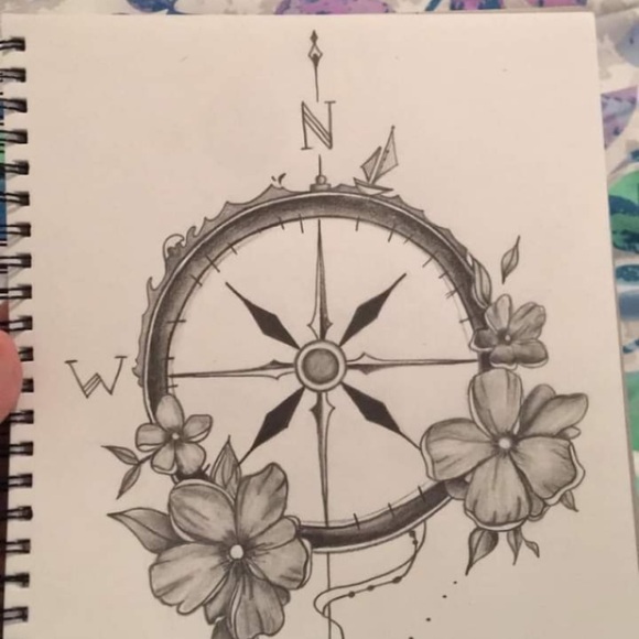 Handmade Other - Floral Compass Art Illustration